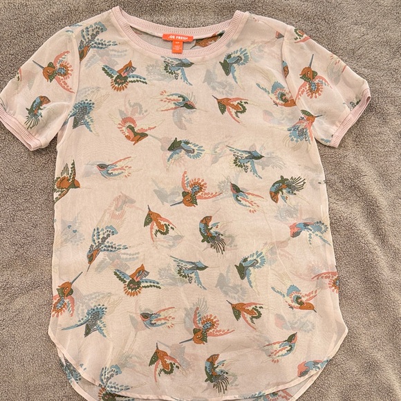 Joe Fresh Tops - Joe Fresh Cream Blouse with Colorful Bird Print